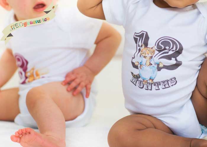 Baby Milestone Stickers, Peter Rabbit Monthly Baby Onesie Stickers – Beatrix Potter Round Shape Sticker Iron On Transfers