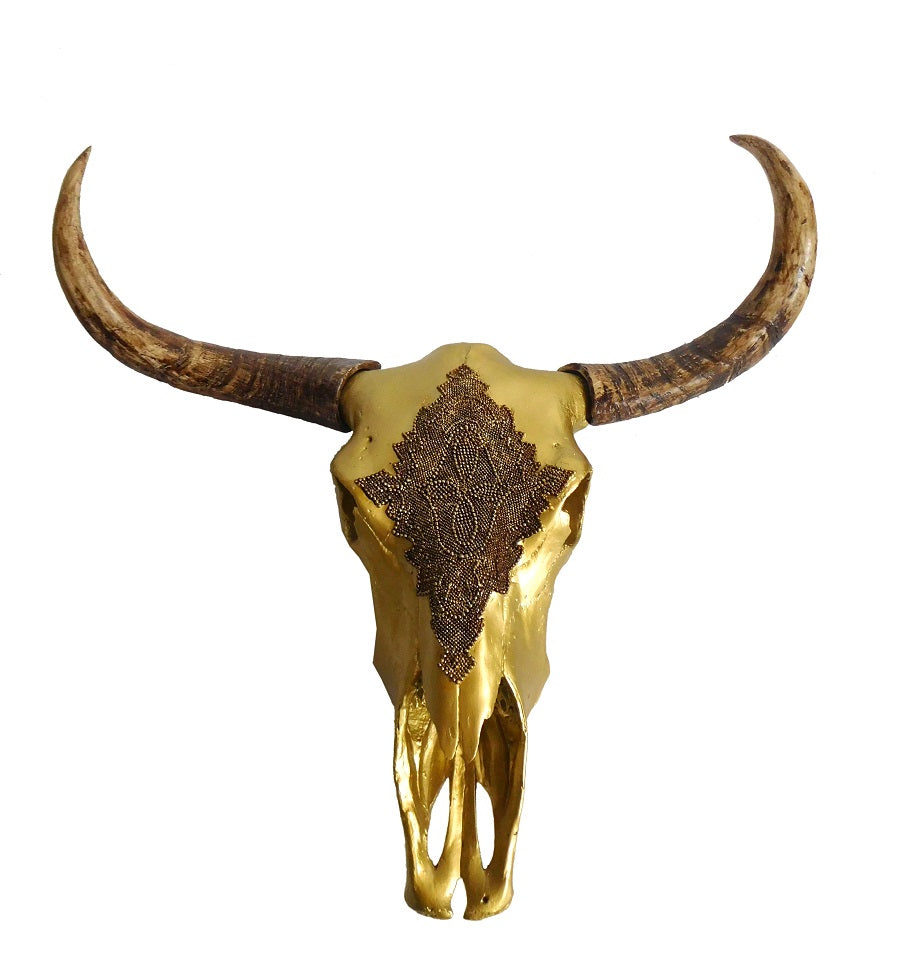 Wall Decor – Gold Buffalo Skull