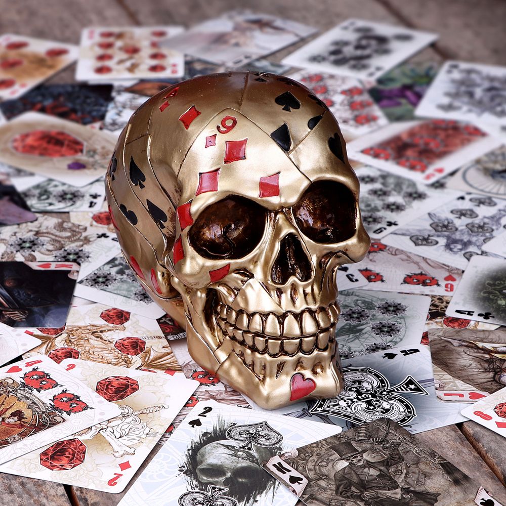 Human Skull: Dead Mans Hand -Gold