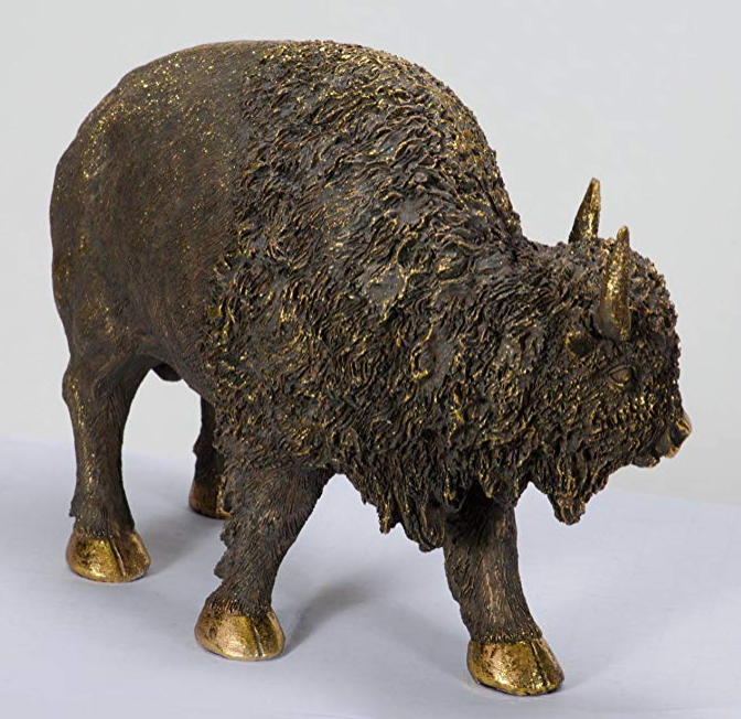 Bull, Gold colour Bison Sculpture,