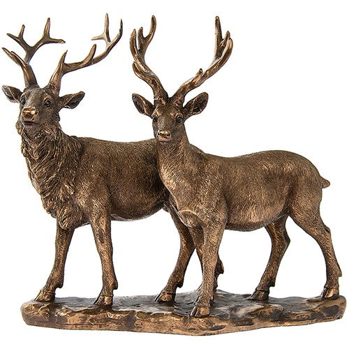 Pair of Stags, Bronze Plated Deer Couple,
