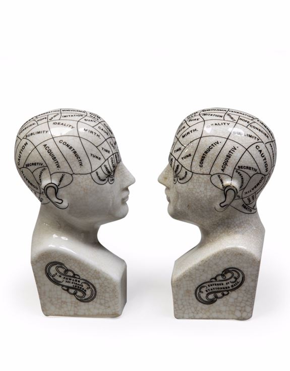 phrenology, Pair of antique phrenology head bookends 