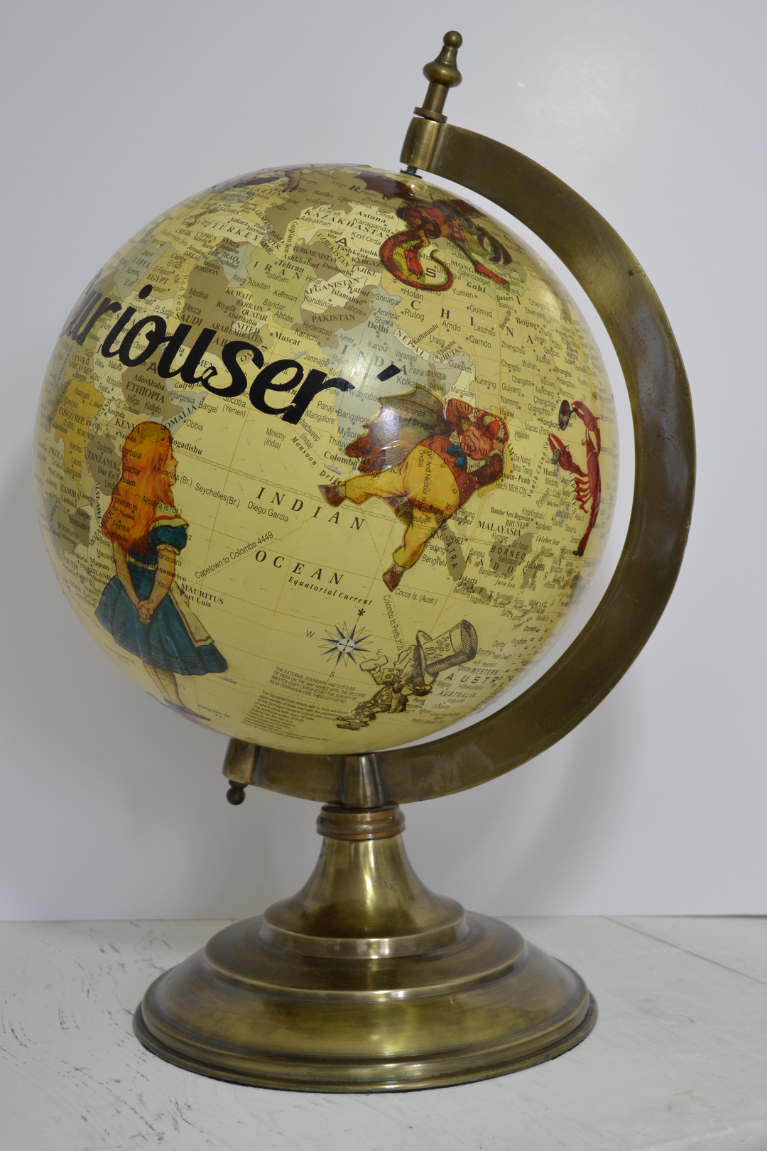 Alice In Wonderland Large Contemporary Globe – Alice's Adventures Travel World Globe