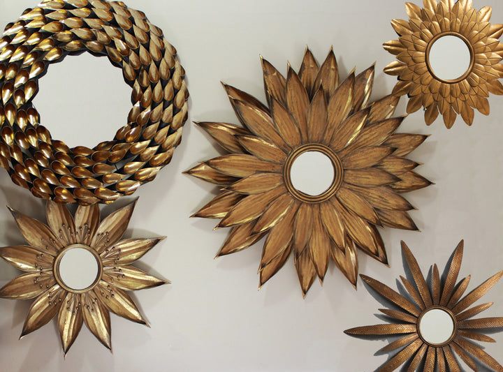 Sunflower Mirror, Golden Petal Sunflower Sun Mirror, Convex Glass Mirror