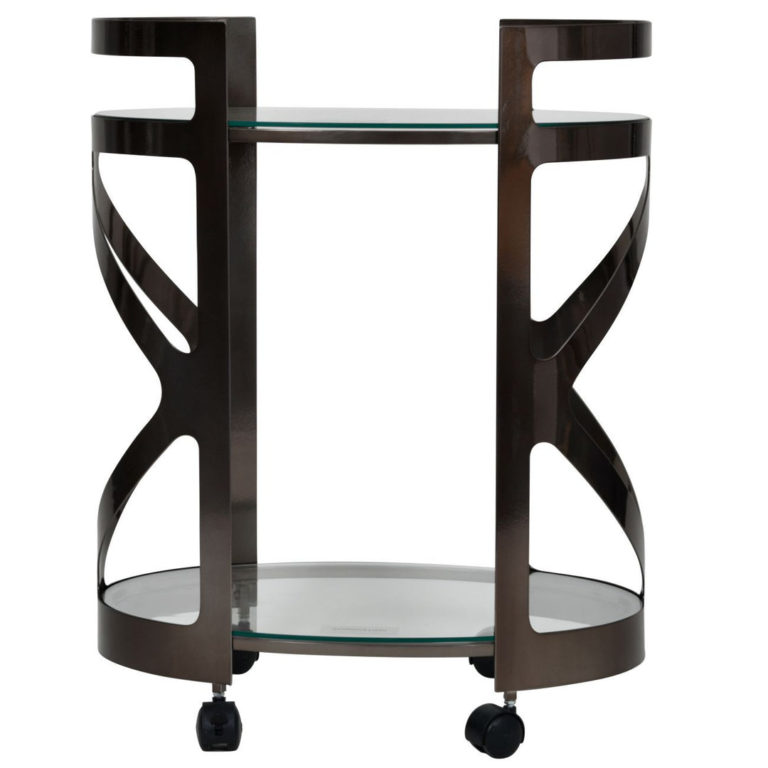 Drinks Trolley Metallic Black Nickel Finish with Glass Shelves