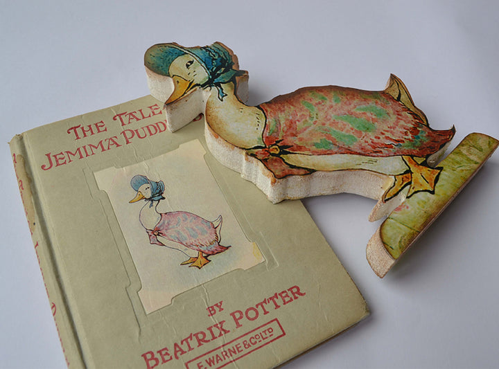 Beatrix Potter Figuring, Peter Rabbit, Jemima Duck, Table Centrepiece, Free Standing Wooden Figures, 25cm