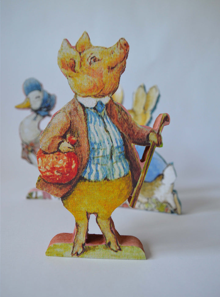 Beatrix Potter Figuring, Peter Rabbit, Jemima Duck, Table Centrepiece, Free Standing Wooden Figures, 25cm