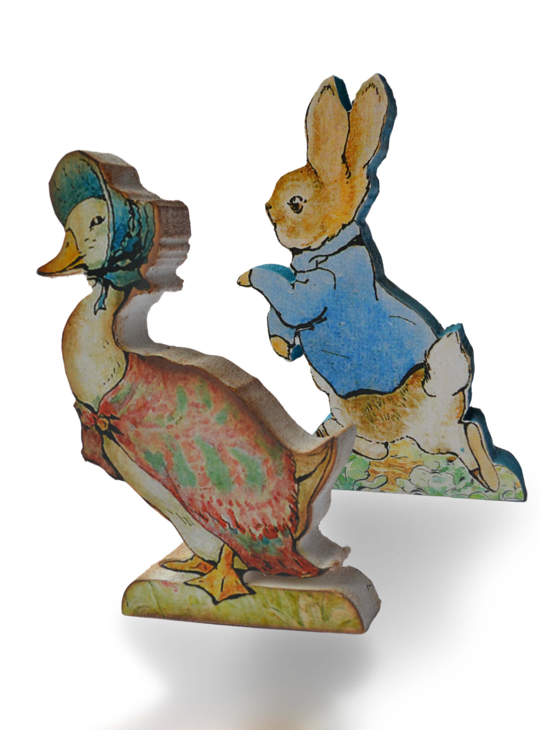 Beatrix Potter Figuring, Peter Rabbit, Jemima Duck, Table Centrepiece, Free Standing Wooden Figures, 25cm