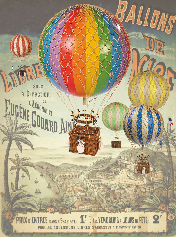 Hot Air Balloon Replica, Multi Colour Vintage Hot Air Balloons, Medium Balloon