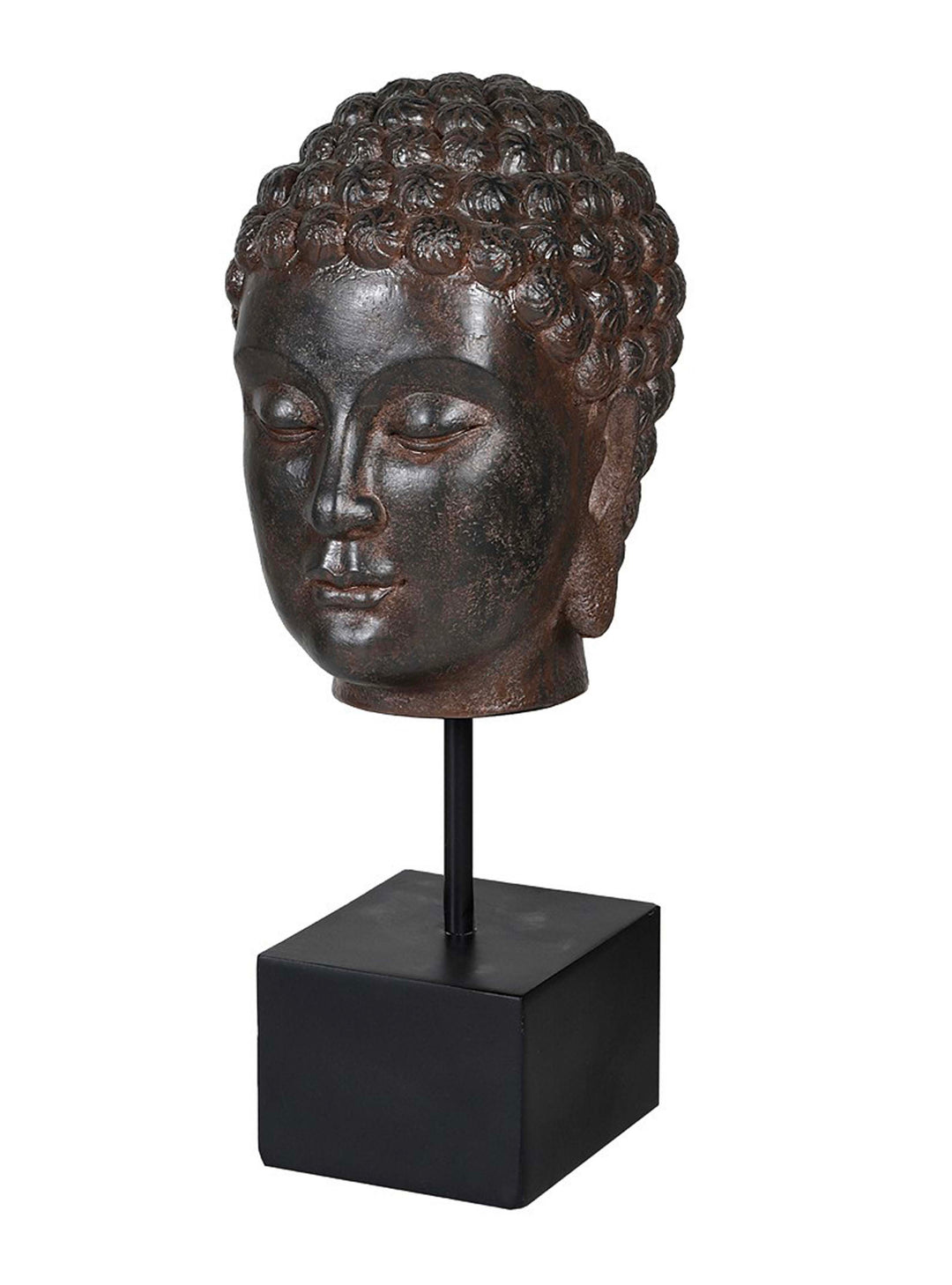 Buddha Head, Antique Style Black Buddha Head on Stand, 38cm