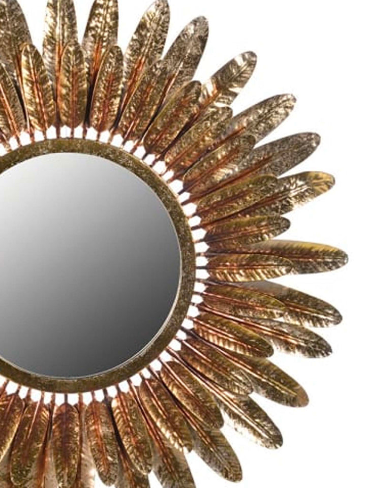 Gold Sunburst Wall Mirror Feather Effect