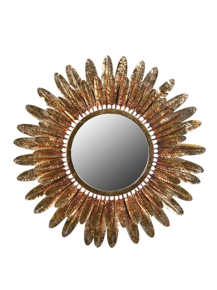Gold Sunburst Wall Mirror Feather Effect