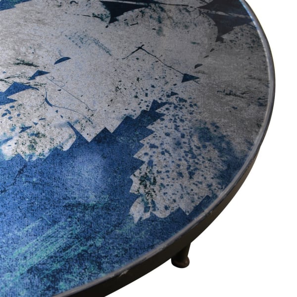 Leaf Glass Top Coffee Table Prussian Blue