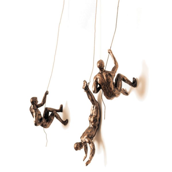 Sculptures – Three Climbing Men Set – Abseiling Men Wall Hanging