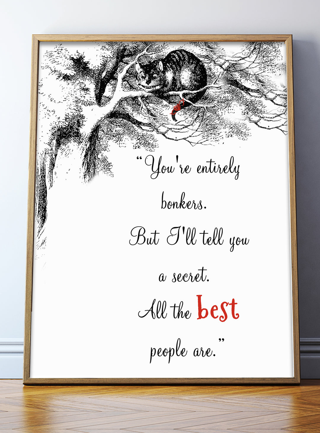 Alice In Wonderland Quote Print – Vintage Alice Print You're entirely bonkers