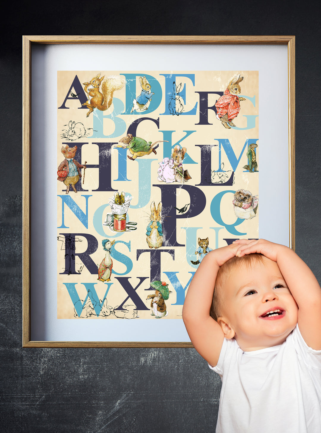 Peter Rabbit Alphabet Print, Beatrix Potter Nursery Art, English Alphabet