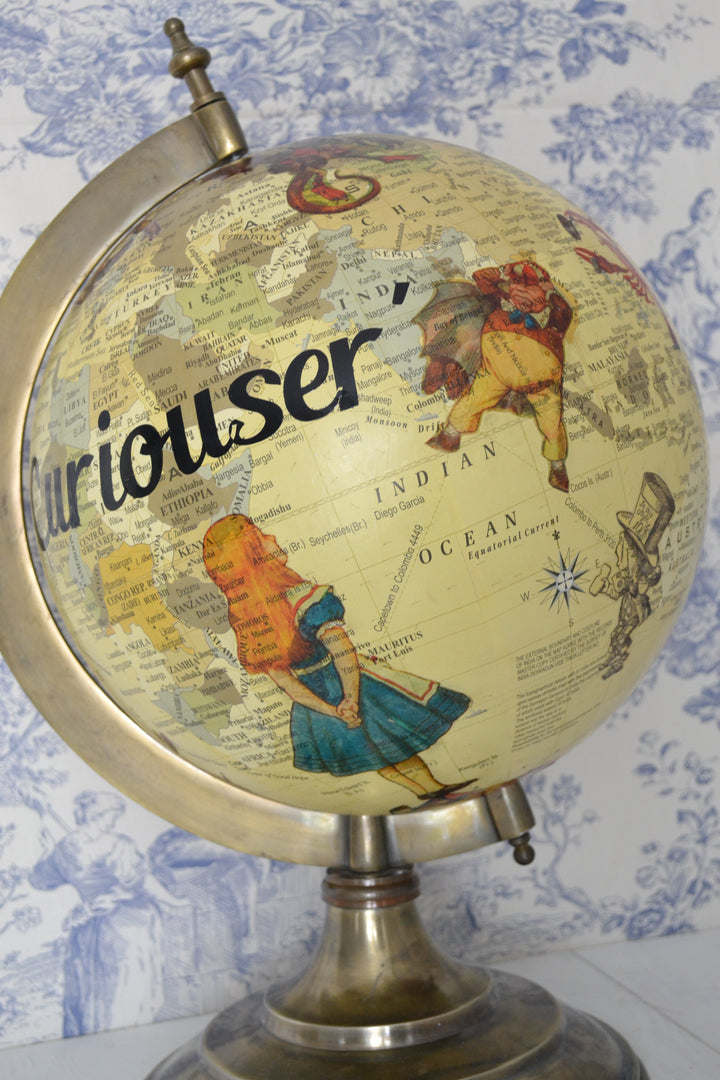 Alice In Wonderland Large Contemporary Globe – Alice's Adventures Travel World Globe