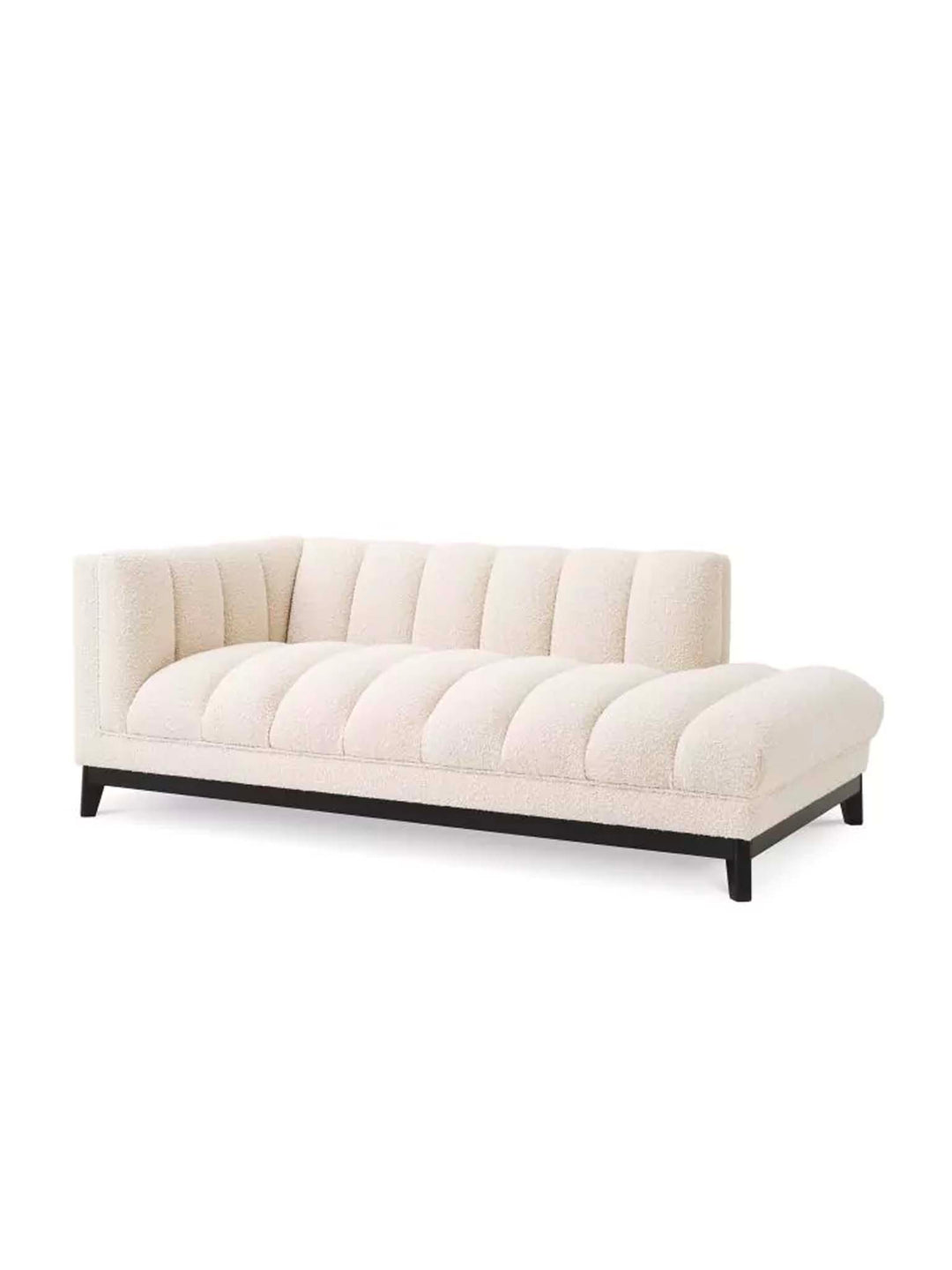Bouclé Cream Chaise Lounge Sofa, High End Designer Sofa