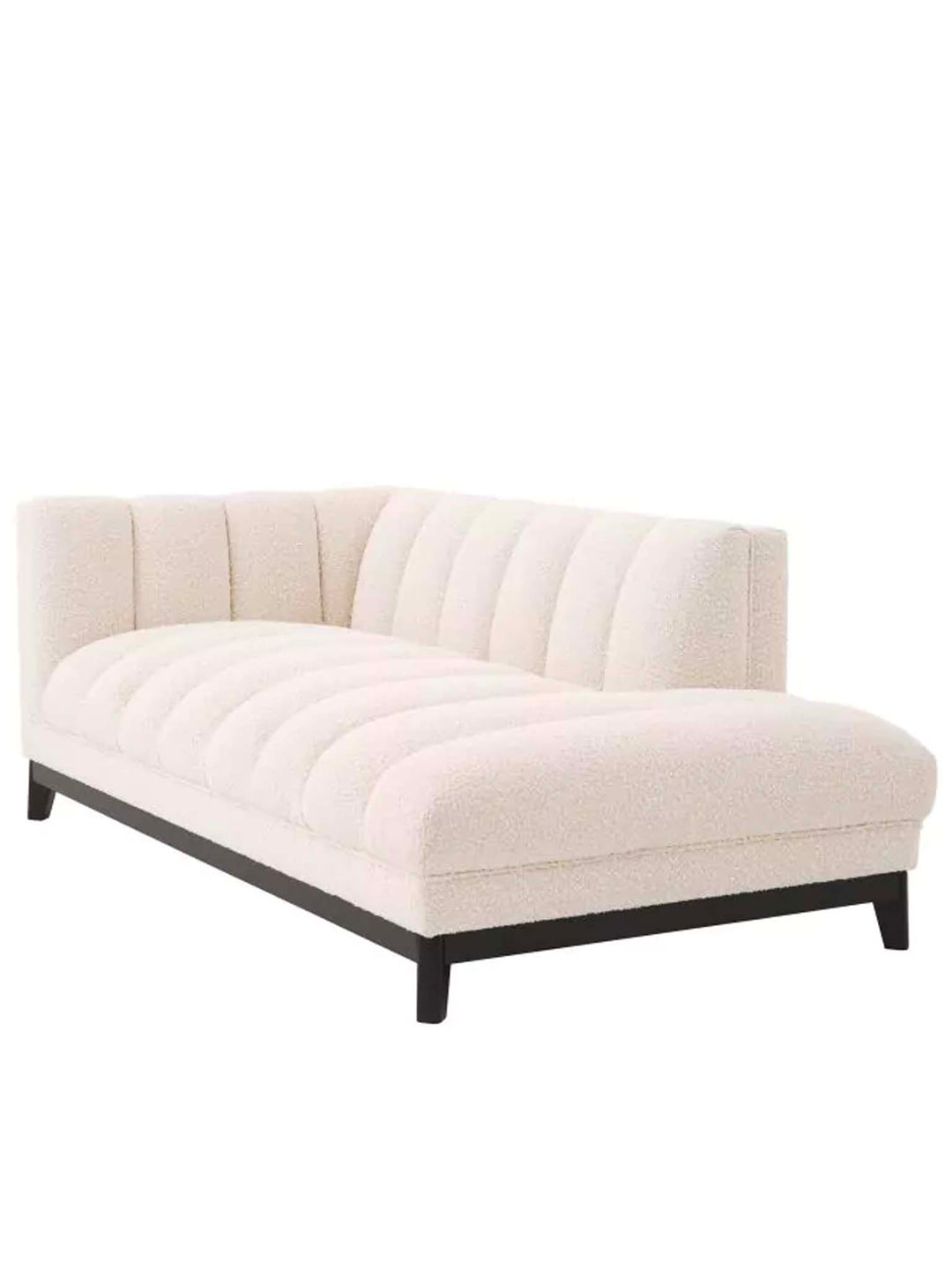 Bouclé Cream Chaise Lounge Sofa, High End Designer Sofa