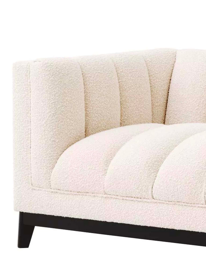 Bouclé Cream Chaise Lounge Sofa, High End Designer Sofa