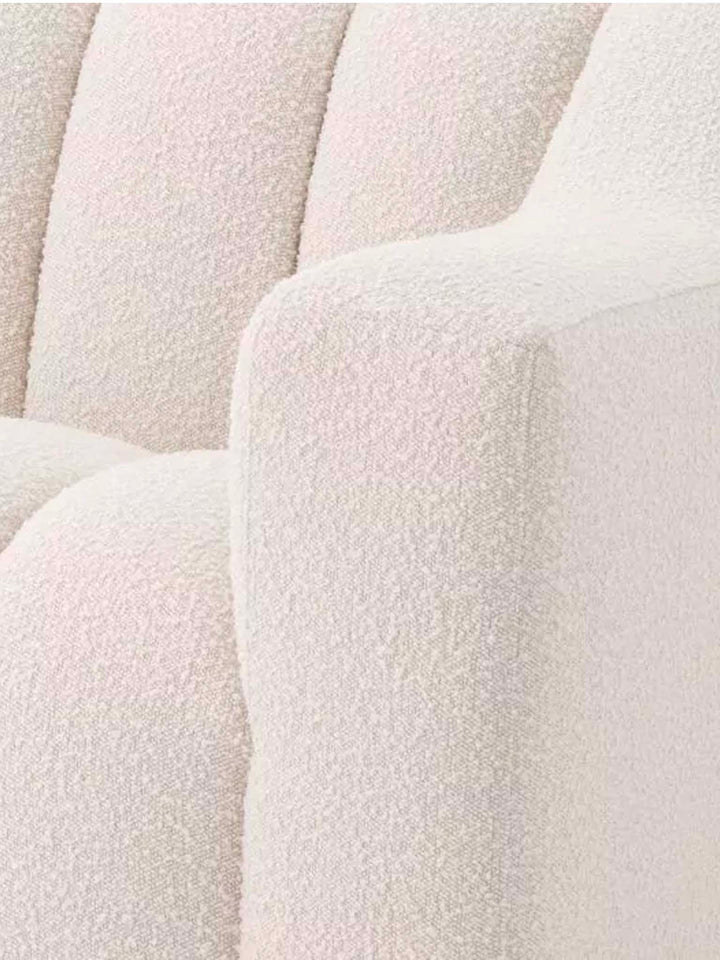 Bouclé Cream Fabric Sofa, Ivory Colour Designer Sofa