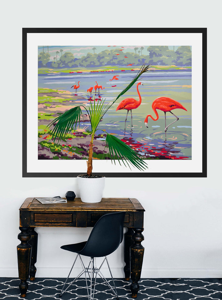 Flamingo Bay Vintage Art Reproduction