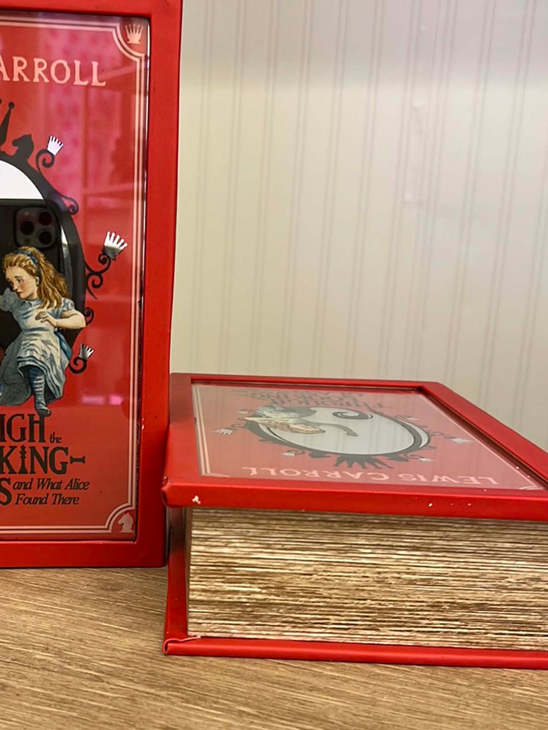 Alice In Wonderland book box, Through the Looking glasses box, Alice jewelry box 