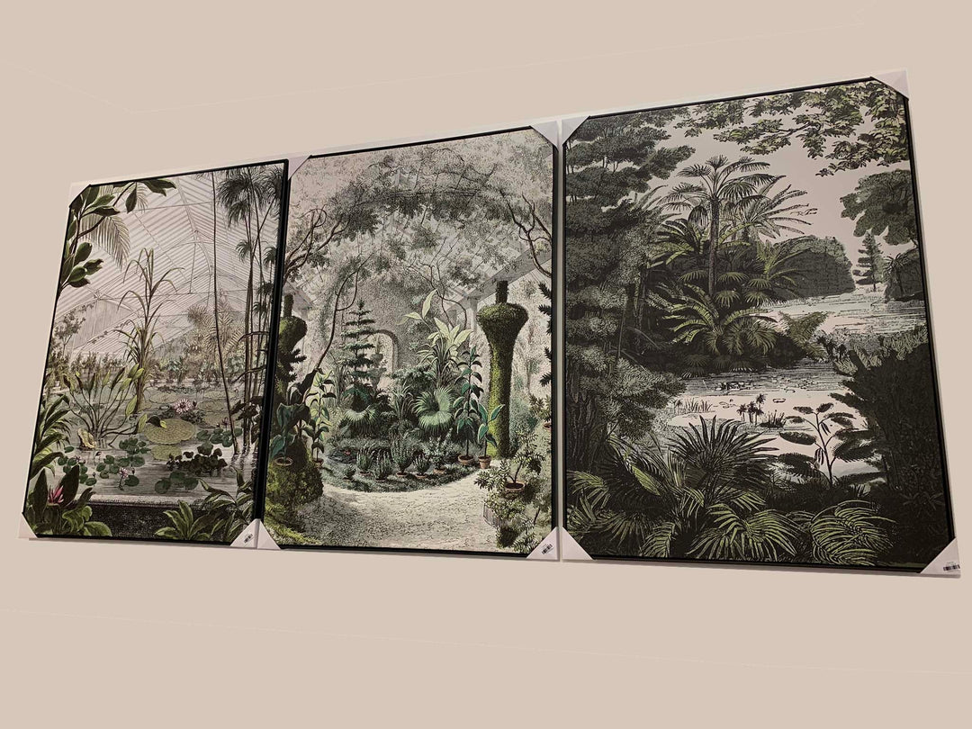 Tropical Garden, Lotus Pond Wall Picture, Outdoor Garden Wall Art BLACK frame