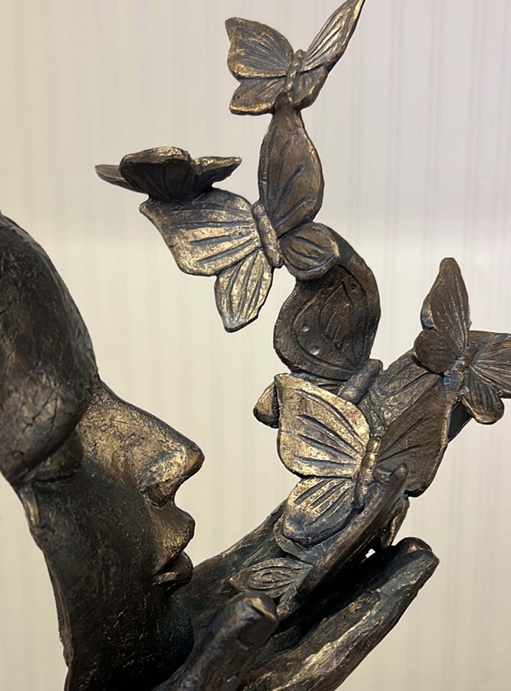 Lady Face Sculpture with Butterflies, 45cm