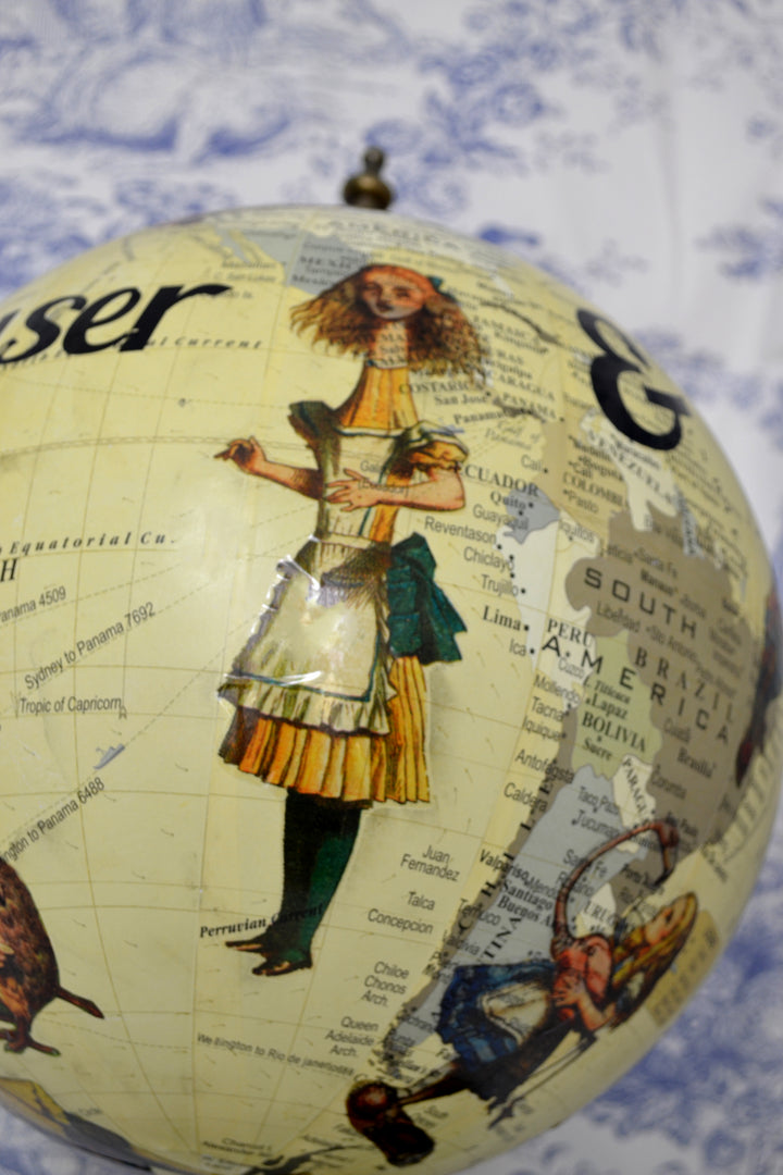 Alice In Wonderland Large Contemporary Globe – Alice's Adventures Travel World Globe