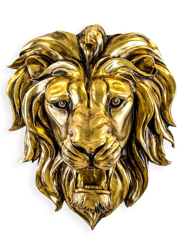 Large Gold Finish Roaring Lion Wall Head Decoration, large Lion king head, lion king, African safari