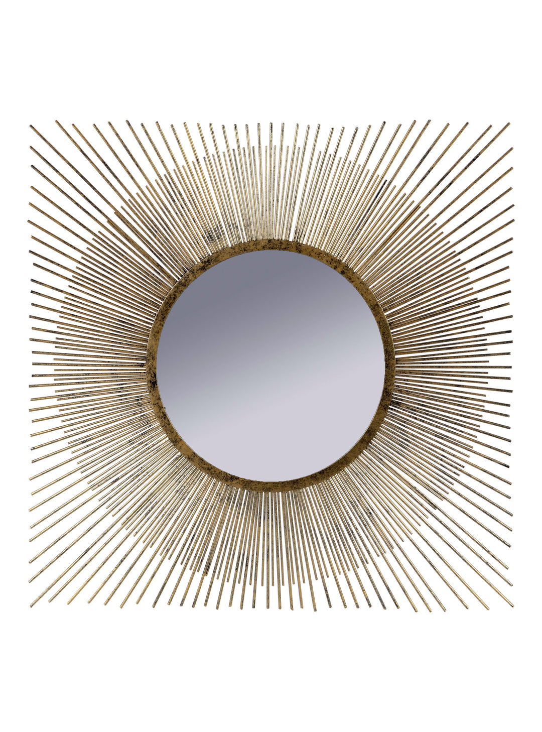 Spiky Mirror – Square Starburst Mirror –  Brushed Gold Square Starburst Mirror – Antique Gold Wall Mirror