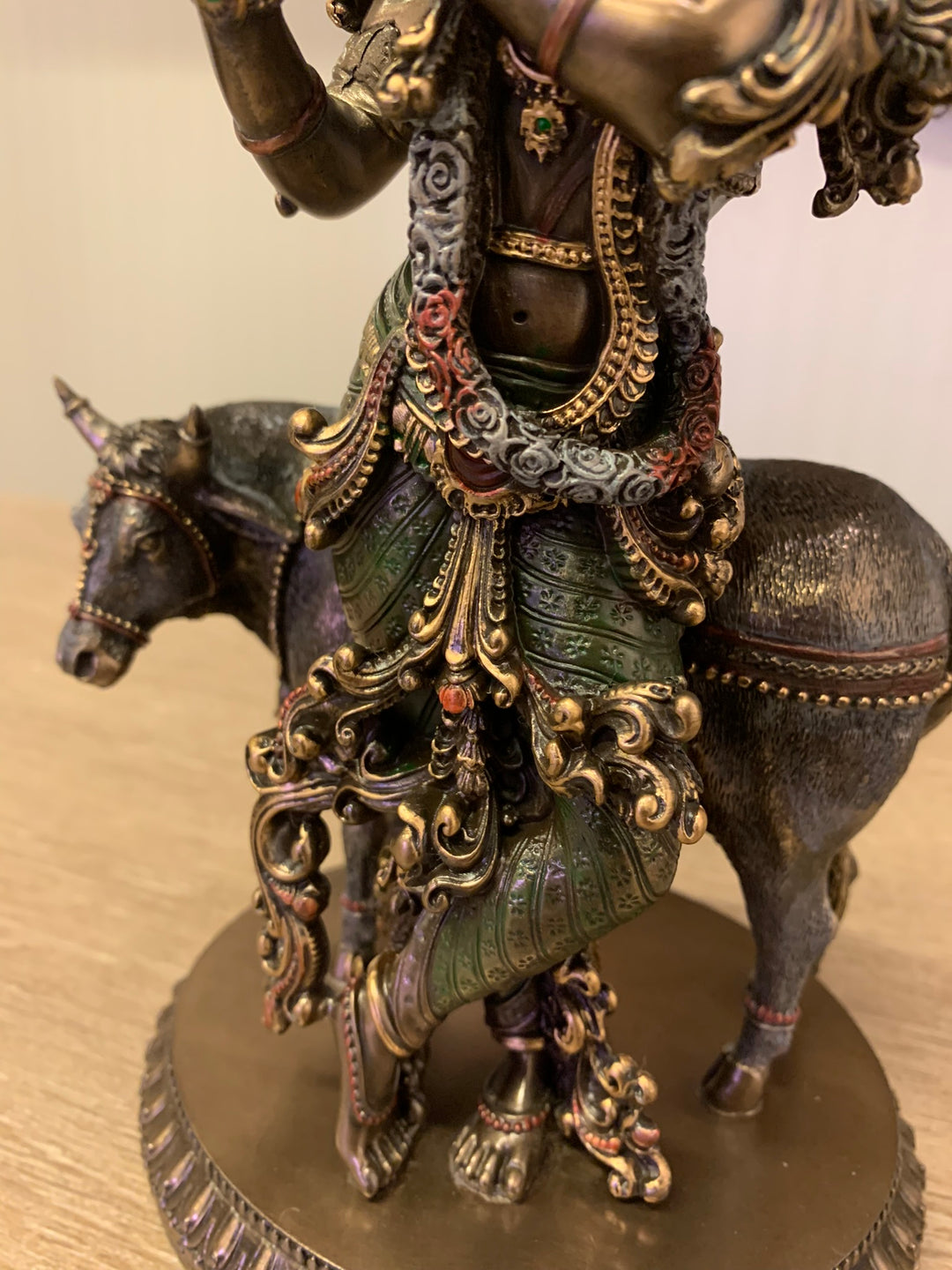 Lord Krishna and The Cow,  Hindu Statue, 28cm