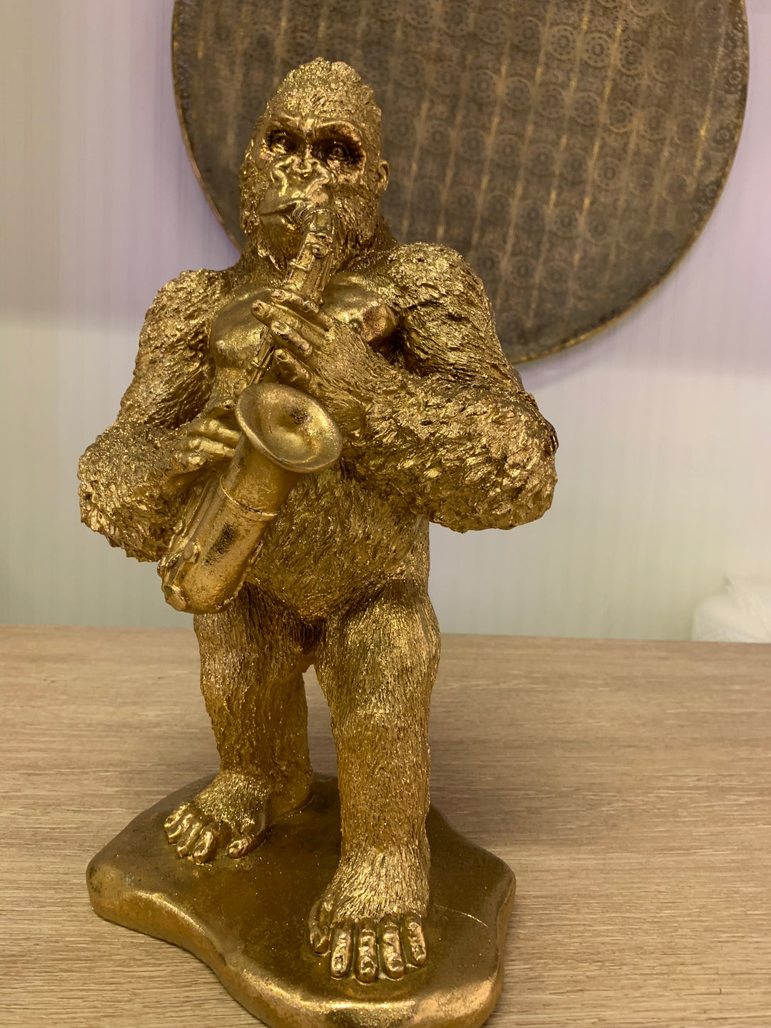 Gorilla  Playing Saxophone, Music Gorilla Gold, 39cm