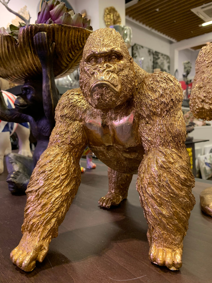 Gorilla Sculpture, Gold Plated Gorilla