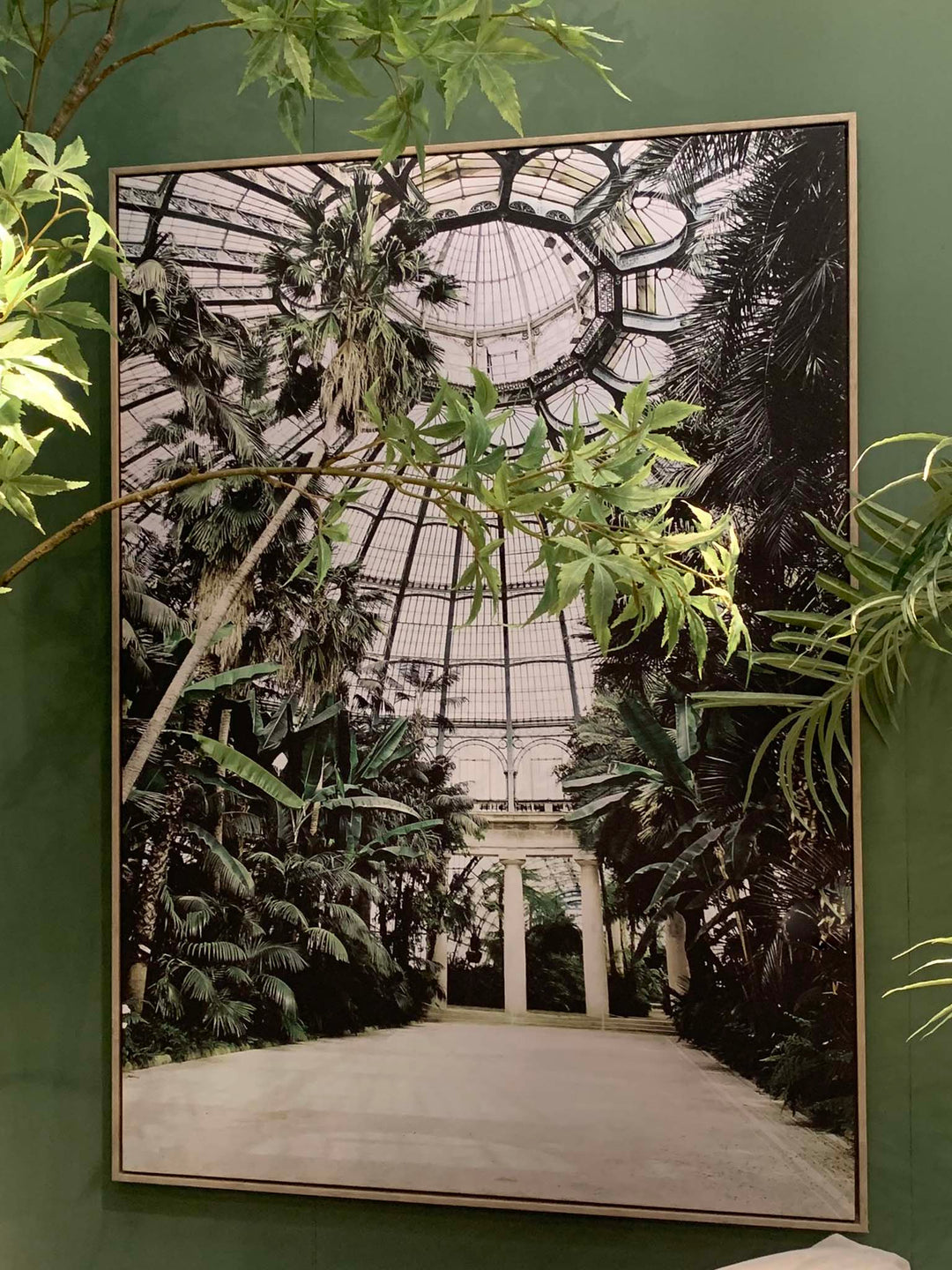 Outdoor Garden Framed Canvas, Greenhouse Botanical Wall Art BROWN Frame