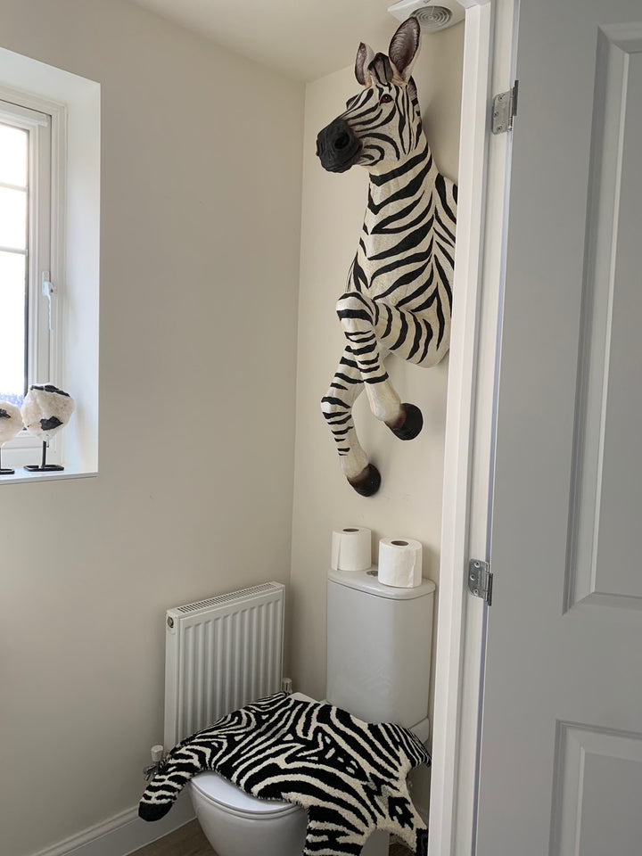 Hand Tufted Zebra Skin Rug, Woollen Animal Rug