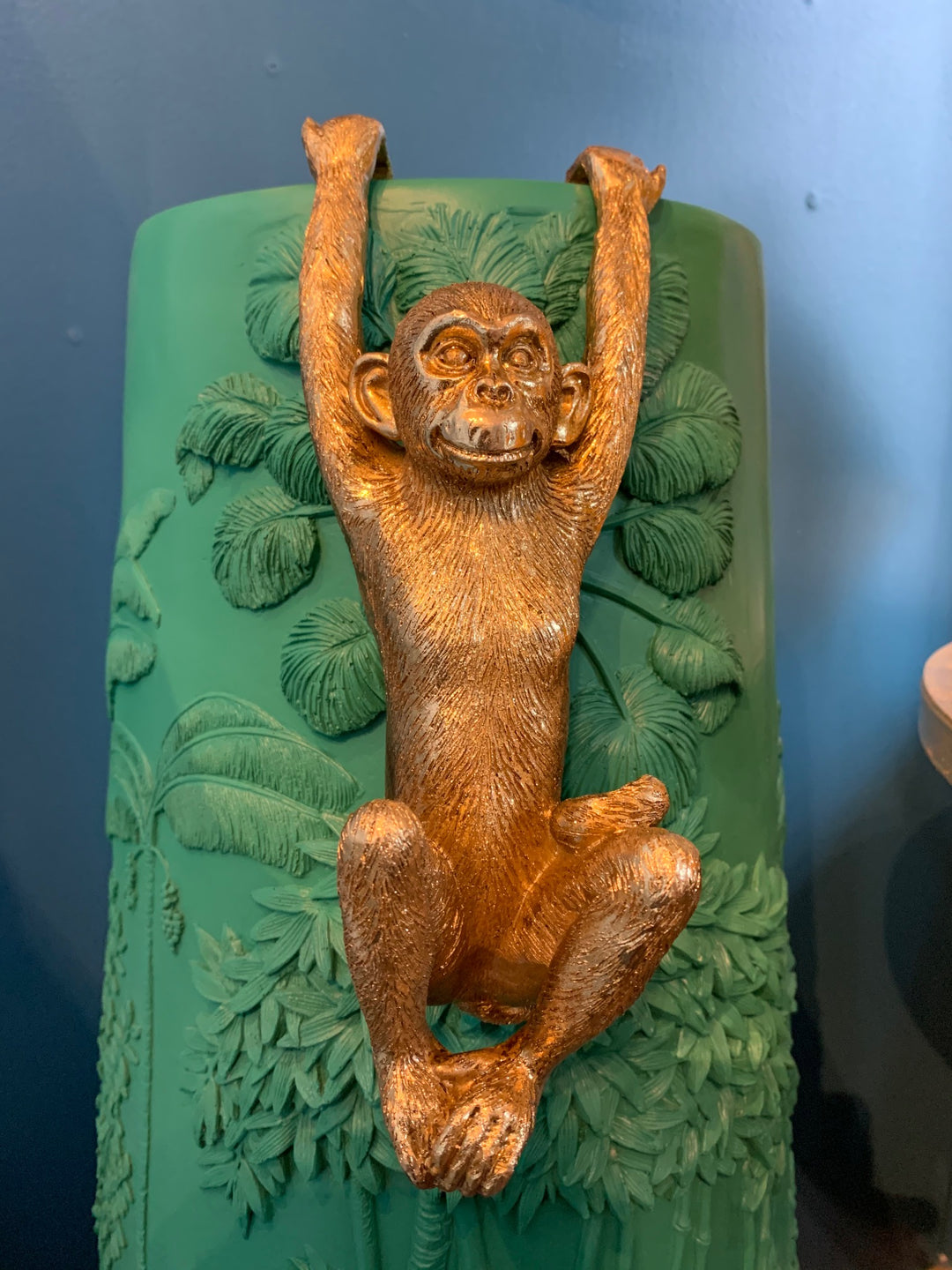 Hand painted gold monkey sculpture