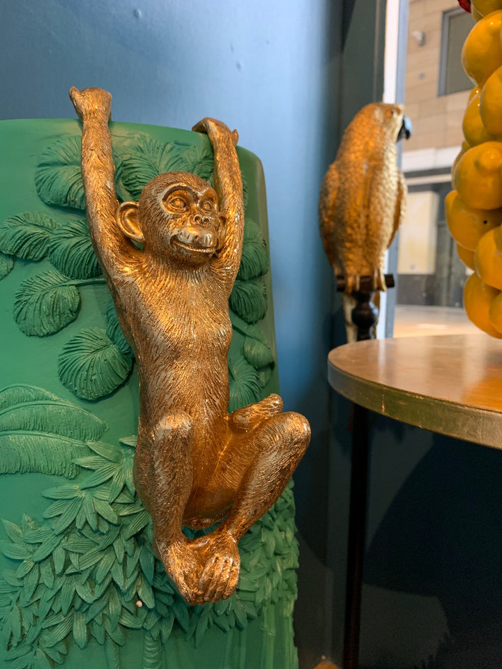 Antique Gold Hanging Monkey Pot Décor