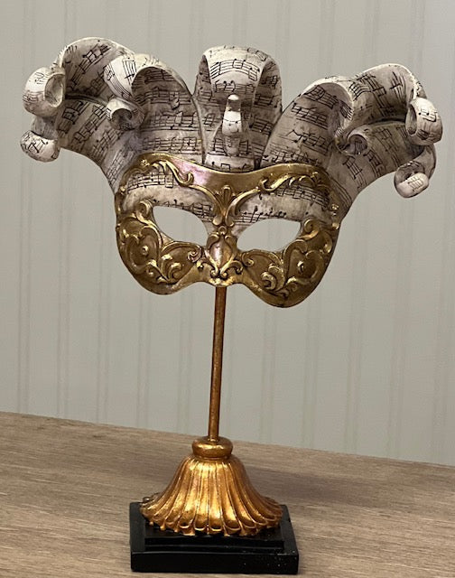 Decorative Mask, Venetians Mask,  28cm Gold/White