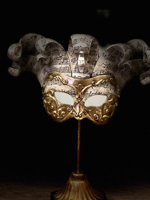 Decorative Mask, Venetians Mask,  28cm Gold/White