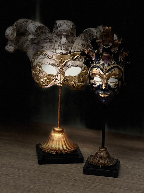 Decorative Mask, Venetians Mask,  28cm Gold/White