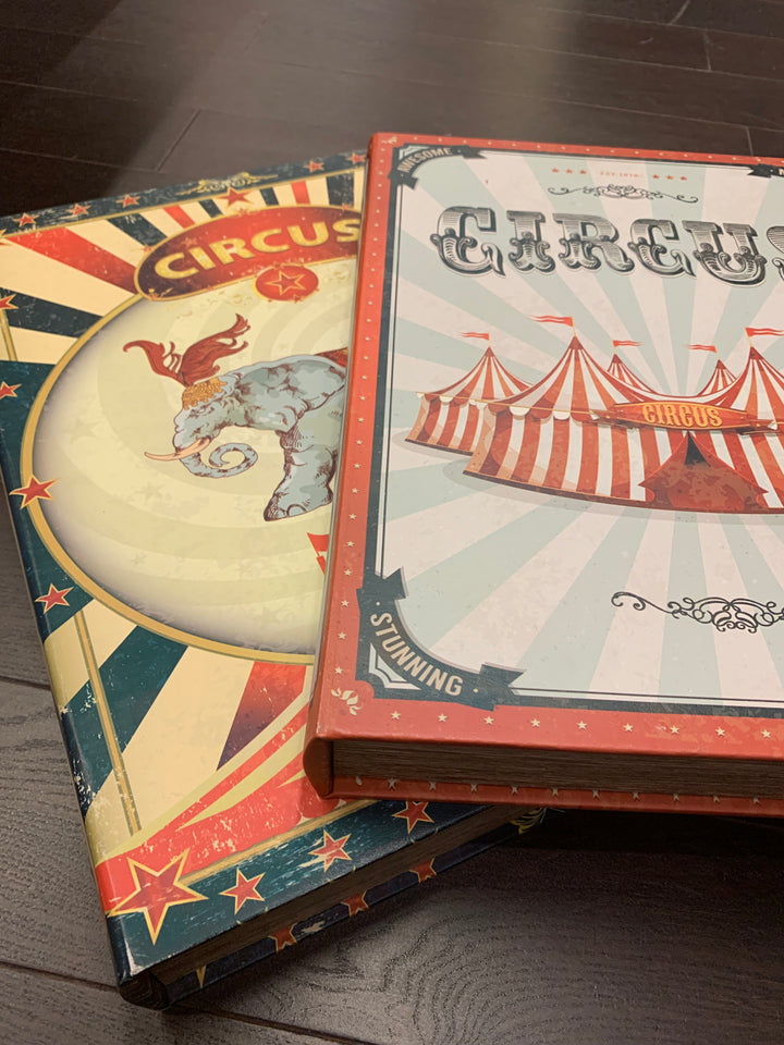 American Circus Book Box Set, Circus Dumbo Storage Boxes, vintage circus theme