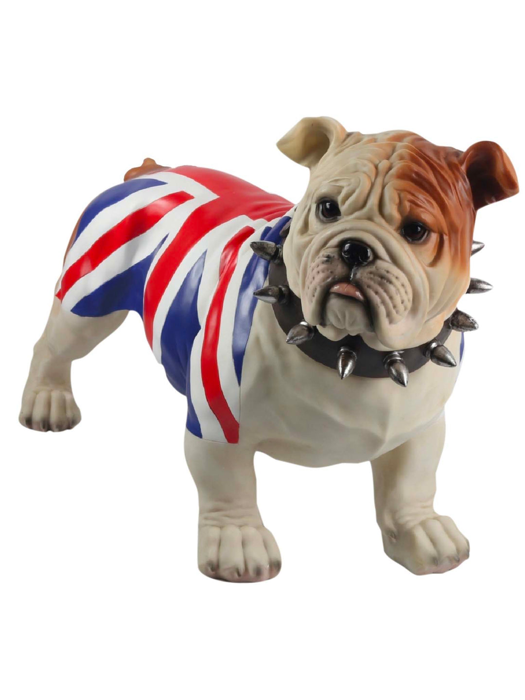 British Bulldog in Union Jack Coat, Large English Bulldog Standing Figure
