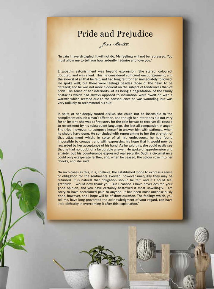 Jane Austen Literature Quote,  Pride and Prejudice Book Print