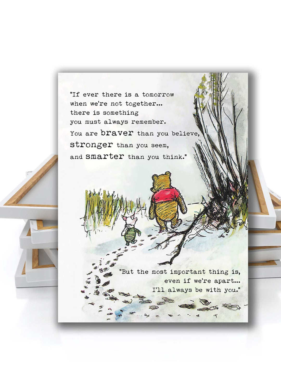 Promise Me You Are Braver Than You Believe, Winnie the Pooh Quote, Pooh wall decor, Pooh print 