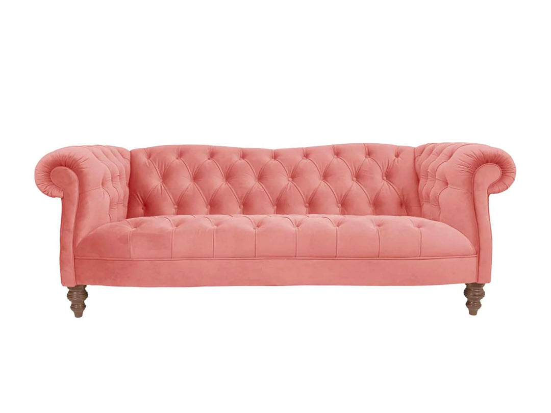 Made to Order Classic Chesterfield Sofa, Velvet Rose Sofa With Light Leg