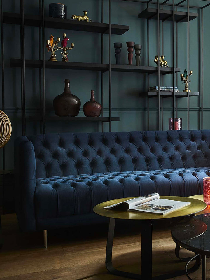 Blue Velvet Three Seater Sofa