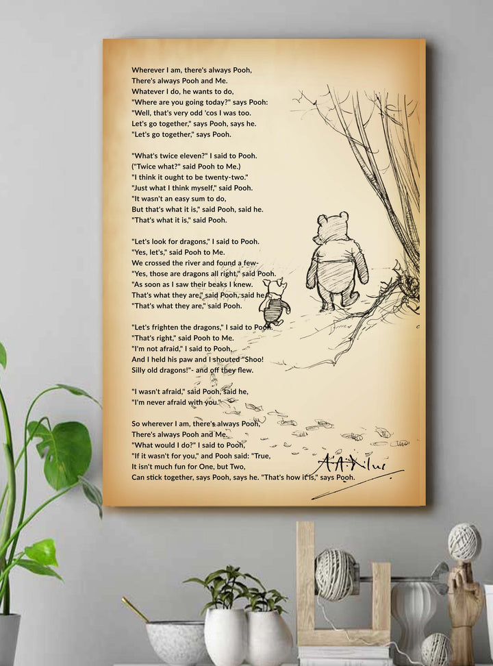 Us Two poem, Winnie the pooh canvas wall art 
