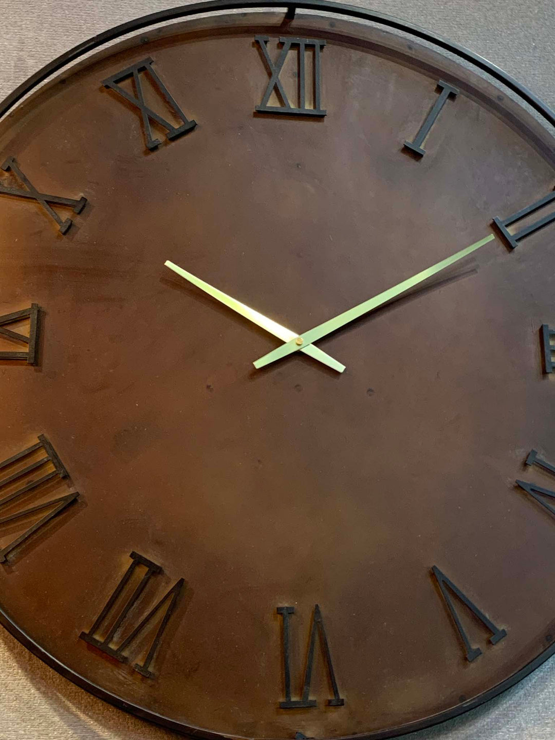 Bronze Colour Metal Wall Clock, Antique Iron Distressed  Industrial Wall Clock